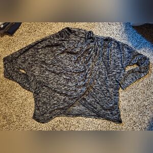 Maurice's Heather Grey Faux Wrap Cowl Neck Sweater